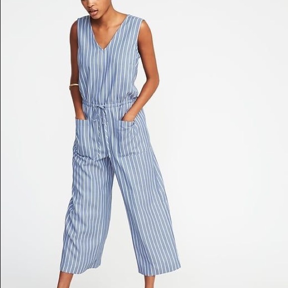 Old Navy Pants - Old Navy Striped Sleeveless Utility Jumpsuit